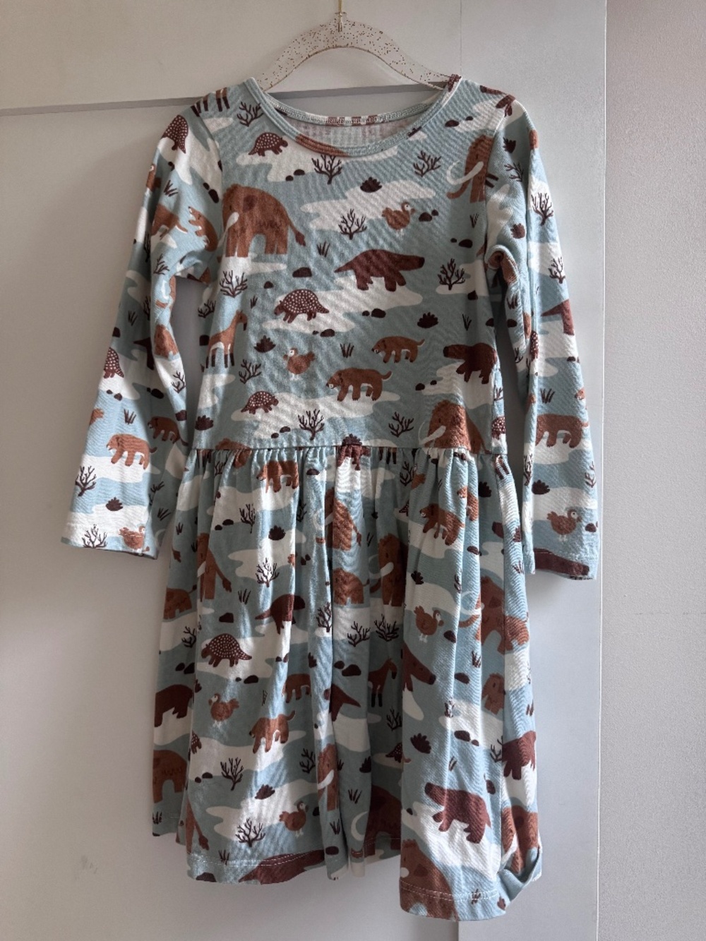 Winter Water Factory Mammoth print dress, Size 6